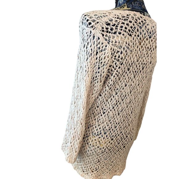 J Jill Women's Blush Pink White Layering 3/4 Sleeve Beach Wear Sweater Sz M - Picture 11 of 16